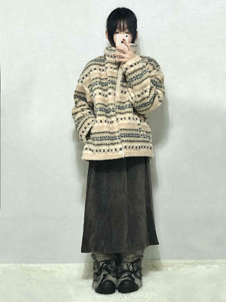 Nordic Fair Isle Half-Neck Sherpa Oversized Fleece