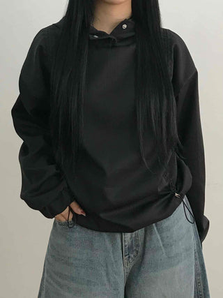 Glossy Satin Puff Sleeve Crop Hoodie