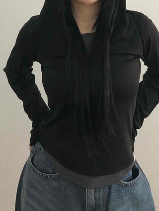 Soft Modal Shirred Puff Slim Fit Round Long Sleeve Tee