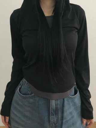 Soft Modal Shirred Puff Slim Fit Round Long Sleeve Tee