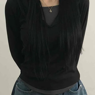 Soft Modal Shirred Puff Slim Fit Round Long Sleeve Tee
