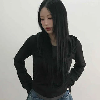Soft Modal Shirred Puff Slim Fit Round Long Sleeve Tee