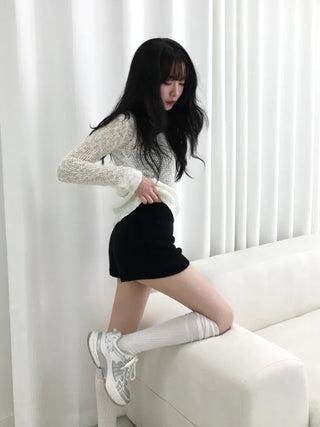 Luna See-through Asymmetrical V-neck Knit