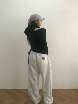 Vintage Lettering Graphic Slim Fit Round Long Sleeve Tee