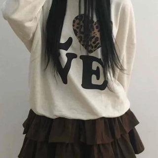 Lovely Leopard Love Embroidered Loose Fit Sweatshirt