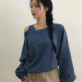 Shoulder Cutout Unique Fit Loose Sweatshirt