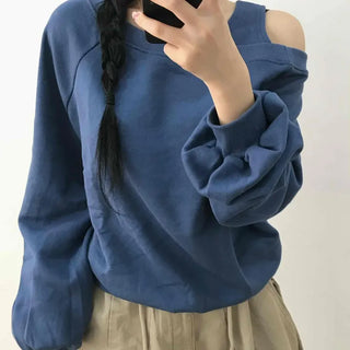 Shoulder Cutout Unique Fit Loose Sweatshirt