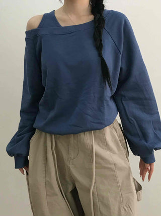 Shoulder Cutout Unique Fit Loose Sweatshirt