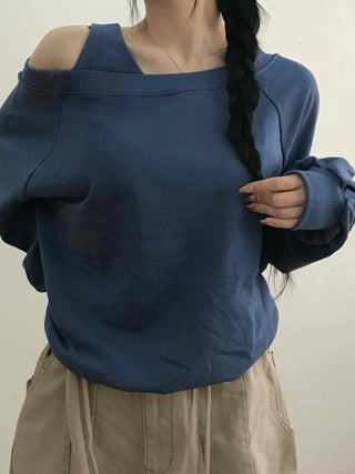 Shoulder Cutout Unique Fit Loose Sweatshirt