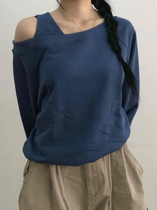 Shoulder Cutout Unique Fit Loose Sweatshirt