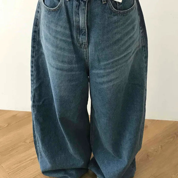 Vintage Washed Loose Fit Balloon Denim Long Pants