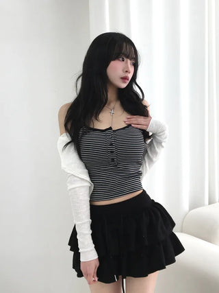 Myo Button Sleeveless Crop Tank Top