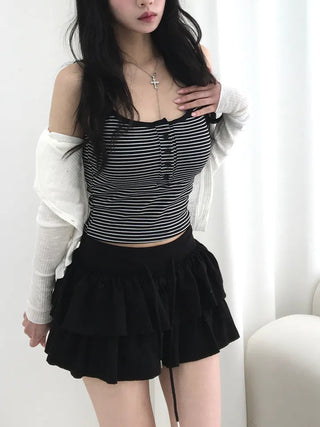 Myo Button Sleeveless Crop Tank Top