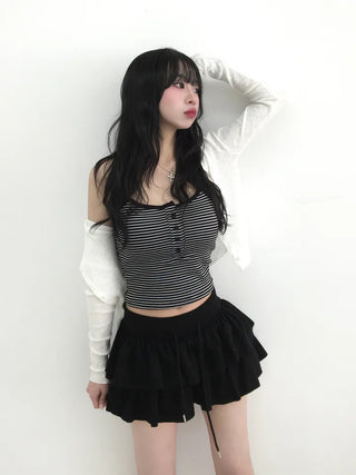 Myo Button Sleeveless Crop Tank Top