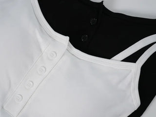 Myo Button Sleeveless Crop Tank Top