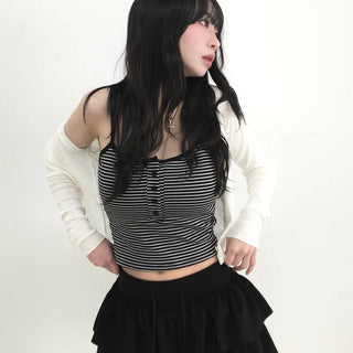 Myo Button Sleeveless Crop Tank Top