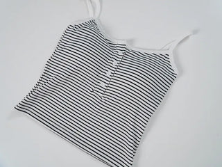 Myo Button Sleeveless Crop Tank Top