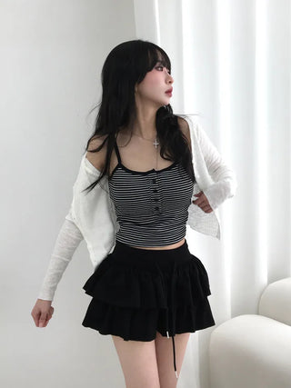Myo Button Sleeveless Crop Tank Top