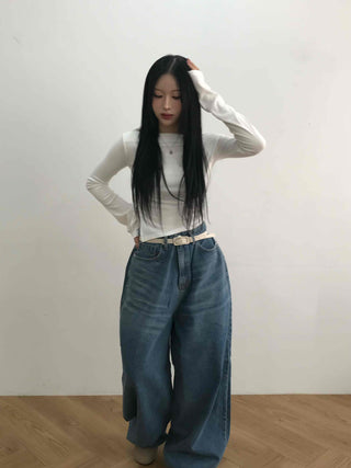 Modern Asymmetrical One-Shoulder Slim Cropped Long Sleeve T-shirt