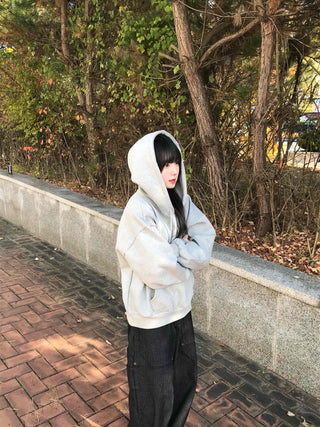 Soft Mood Loose Fit Kangaroo Pocket Fleece-Lined Hoodie