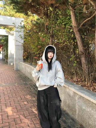 Soft Mood Loose Fit Kangaroo Pocket Fleece-Lined Hoodie