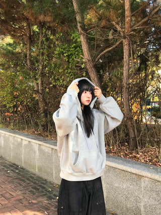 Soft Mood Loose Fit Kangaroo Pocket Fleece-Lined Hoodie