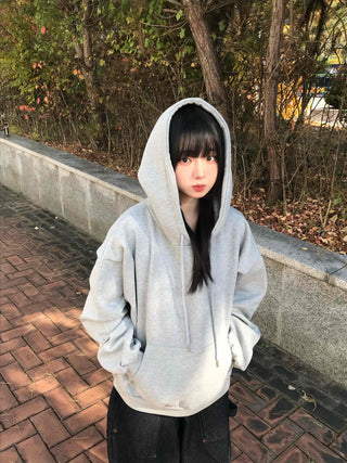 Soft Mood Loose Fit Kangaroo Pocket Fleece-Lined Hoodie