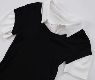 Elle Layered Collared Short Sleeve Tee