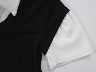 Elle Layered Collared Short Sleeve Tee
