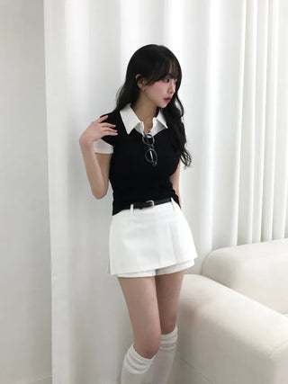 Elle Layered Collared Short Sleeve Tee