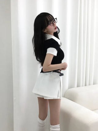 Elle Layered Collared Short Sleeve Tee