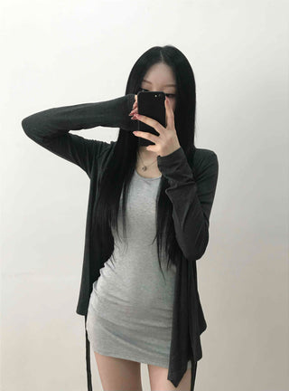 Layered Wrap Collar Slim Knit Dress