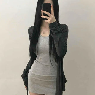 Layered Wrap Collar Slim Knit Dress
