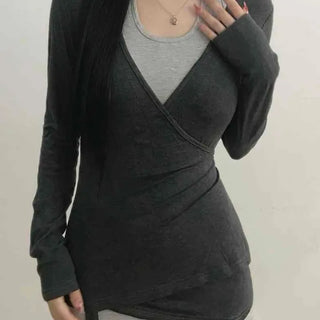 Layered Wrap Collar Slim Knit Dress