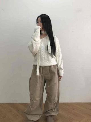 Multi-Pocket Loose Fit Cotton Utility Pants