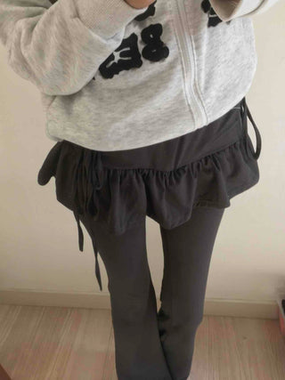 Frill Skirt Layered Bootcut Leggings Pants