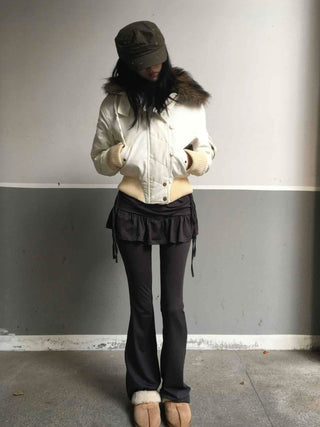 Frill Skirt Layered Bootcut Leggings Pants