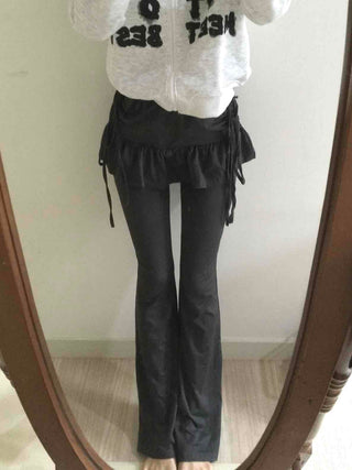 Frill Skirt Layered Bootcut Leggings Pants