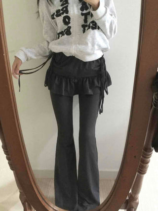 Frill Skirt Layered Bootcut Leggings Pants
