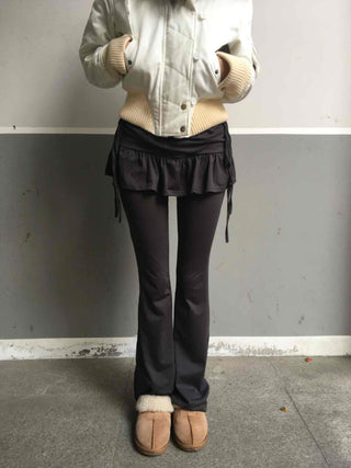Frill Skirt Layered Bootcut Leggings Pants