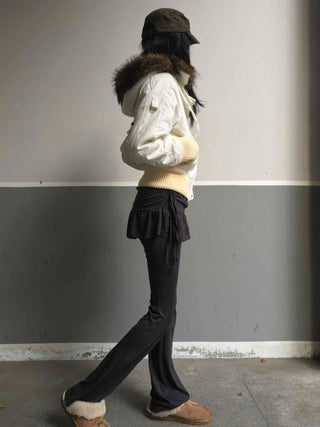 Frill Skirt Layered Bootcut Leggings Pants