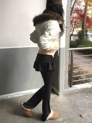 Frill Skirt Layered Bootcut Leggings Pants