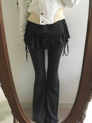 Frill Skirt Layered Bootcut Leggings Pants