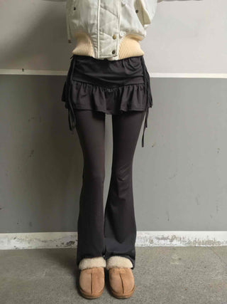 Frill Skirt Layered Bootcut Leggings Pants