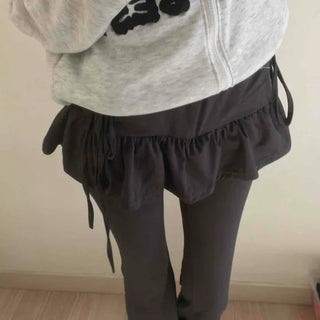 Frill Skirt Layered Bootcut Leggings Pants