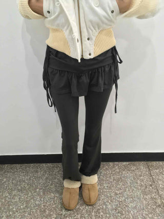 Frill Skirt Layered Bootcut Leggings Pants