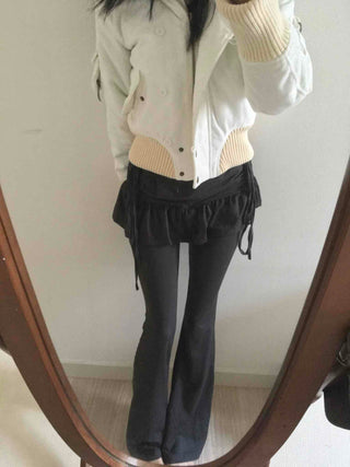 Frill Skirt Layered Bootcut Leggings Pants