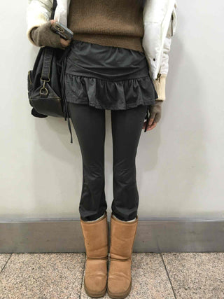 Frill Skirt Layered Bootcut Leggings Pants