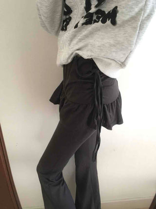 Frill Skirt Layered Bootcut Leggings Pants