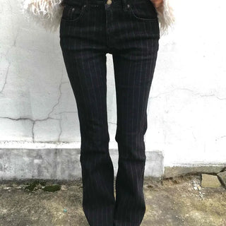Pinstripe spandex bootcut pants